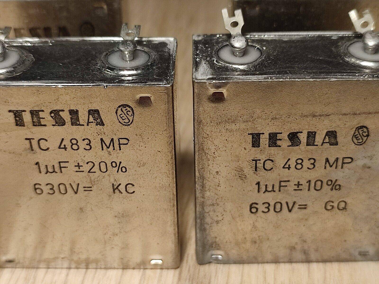 2Pcs LOT 1uF 630 V TESLA TC483 MP PAPER IN OIL PIO CAPACITOR 20% RARE - Vintage Radio Parts Store