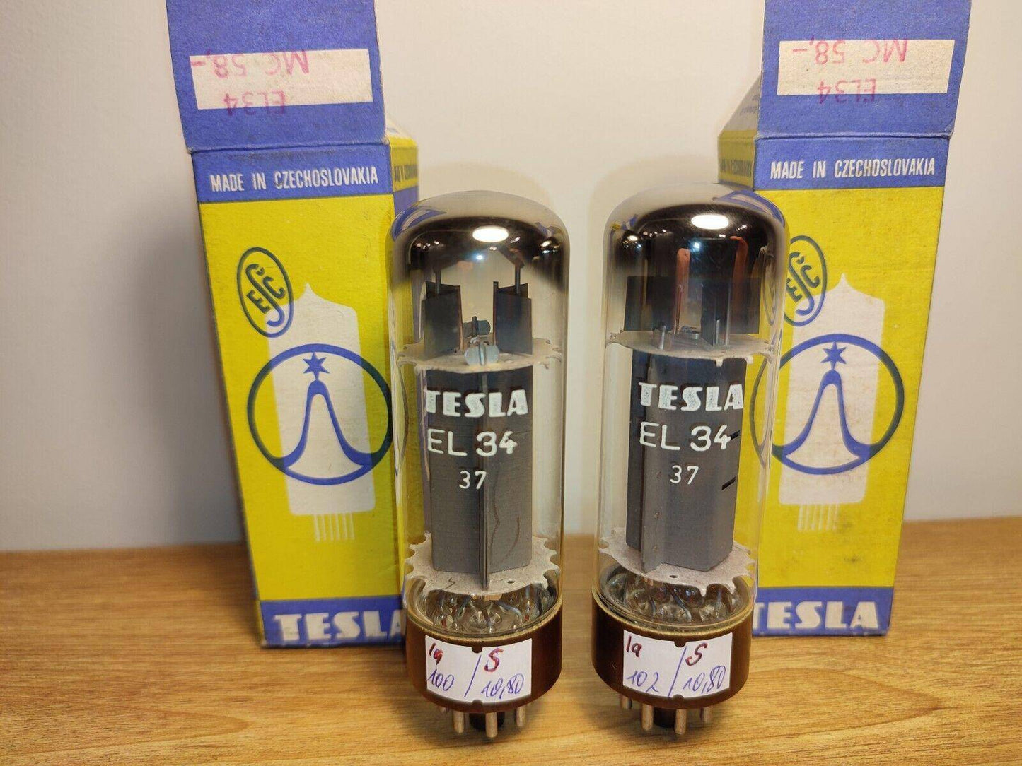 2x (Pair!) Matched Tesla EL34 Tube (6CA7) Brown Base, OO-Getter  NIB NOS #2 - Vintage Radio Parts Store