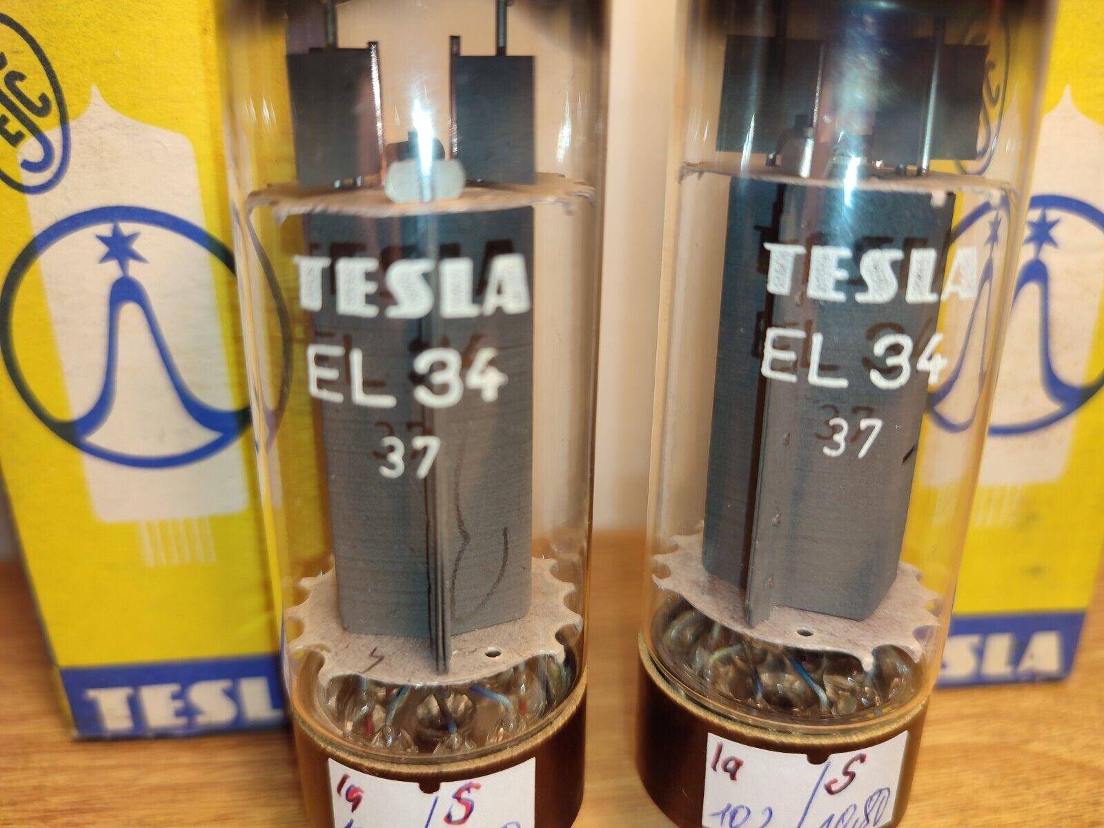 2x (Pair!) Matched Tesla EL34 Tube (6CA7) Brown Base, OO-Getter  NIB NOS #2 - Vintage Radio Parts Store