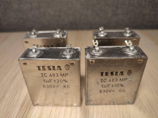 4Pcs LOT 1uF 630 V TESLA TC483 MP PAPER IN OIL PIO CAPACITOR 10% 20% RARE - Vintage Radio Parts Store