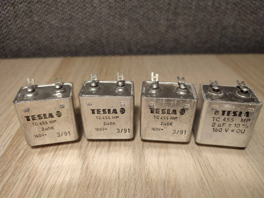 4Pcs LOT  2uF 160V TESLA TC455 MP PAPER IN OIL PIO CAPACITOR 10% 20% - Vintage Radio Parts Store