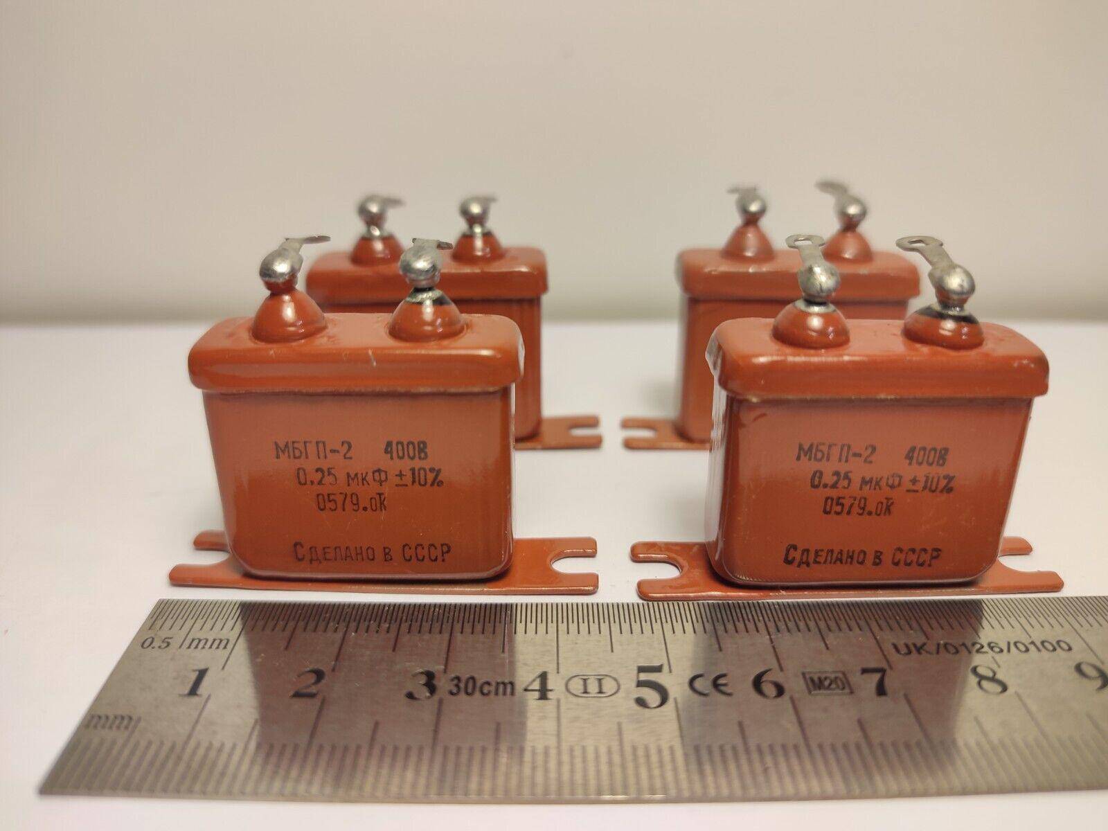 4 pcs 0.25uF 400V 10% MBGP MBGP PIO Capacitors Pulse Multipurpose USSR NOS - Vintage Radio Parts Store