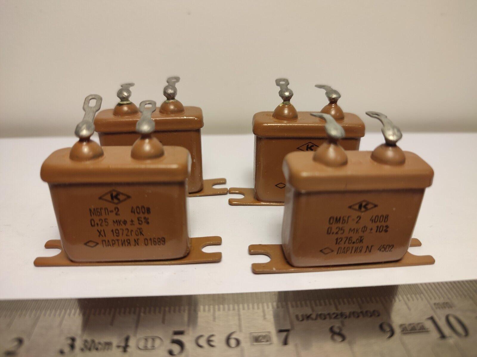 4 pcs 0.25uF 400V 10% MBGP MBGP PIO Capacitors Pulse Multipurpose USSR NOS - Vintage Radio Parts Store