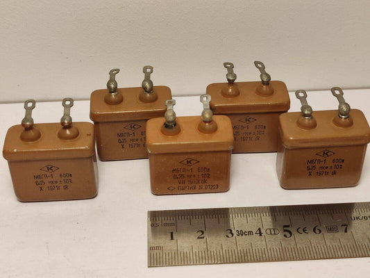 5x MBGP-1 600V 0.25UF 5% PIO AUDIO CAPACITORS USSR NOS МБГП-1 - Vintage Radio Parts Store