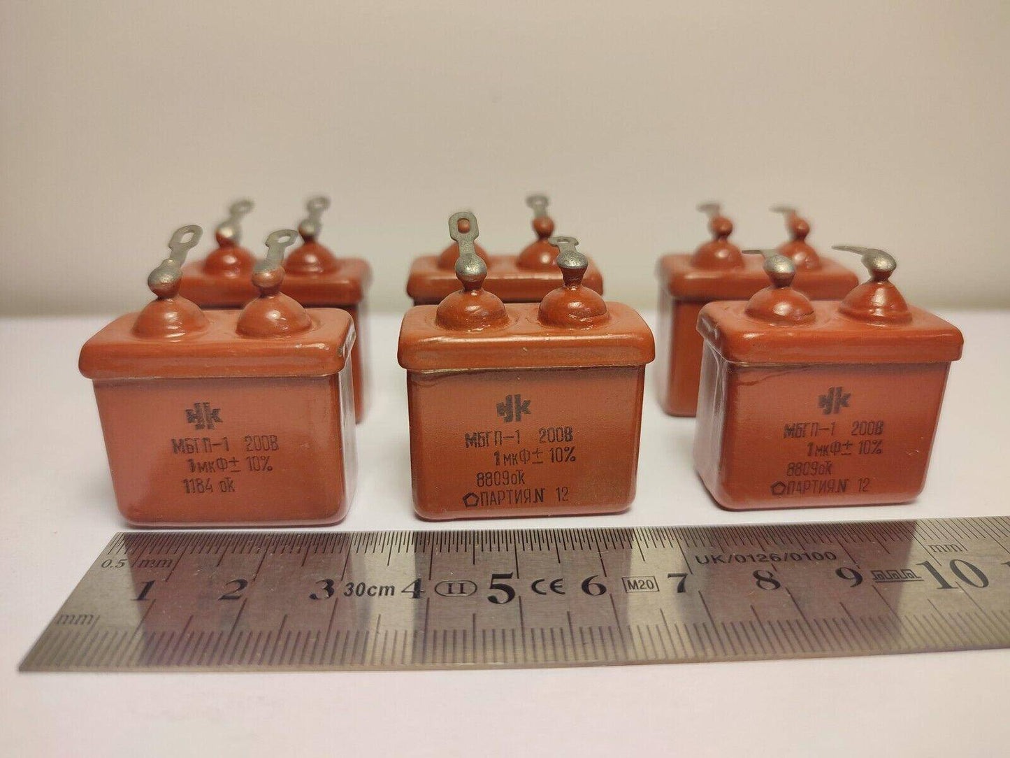 6 PCS. LOT 1 uF 10% 200 V RUSSIAN PAPER IN OIL PIO AUDIO CAPACITOR MGBP-1 - Vintage Radio Parts Store