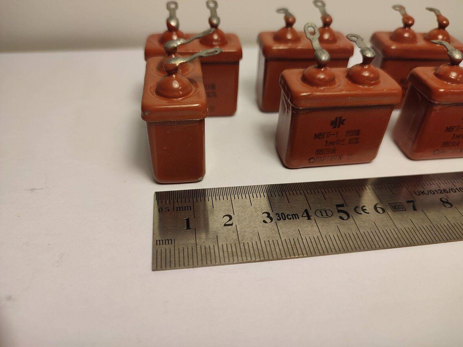 6 PCS. LOT 1 uF 10% 200 V RUSSIAN PAPER IN OIL PIO AUDIO CAPACITOR MGBP-1 - Vintage Radio Parts Store