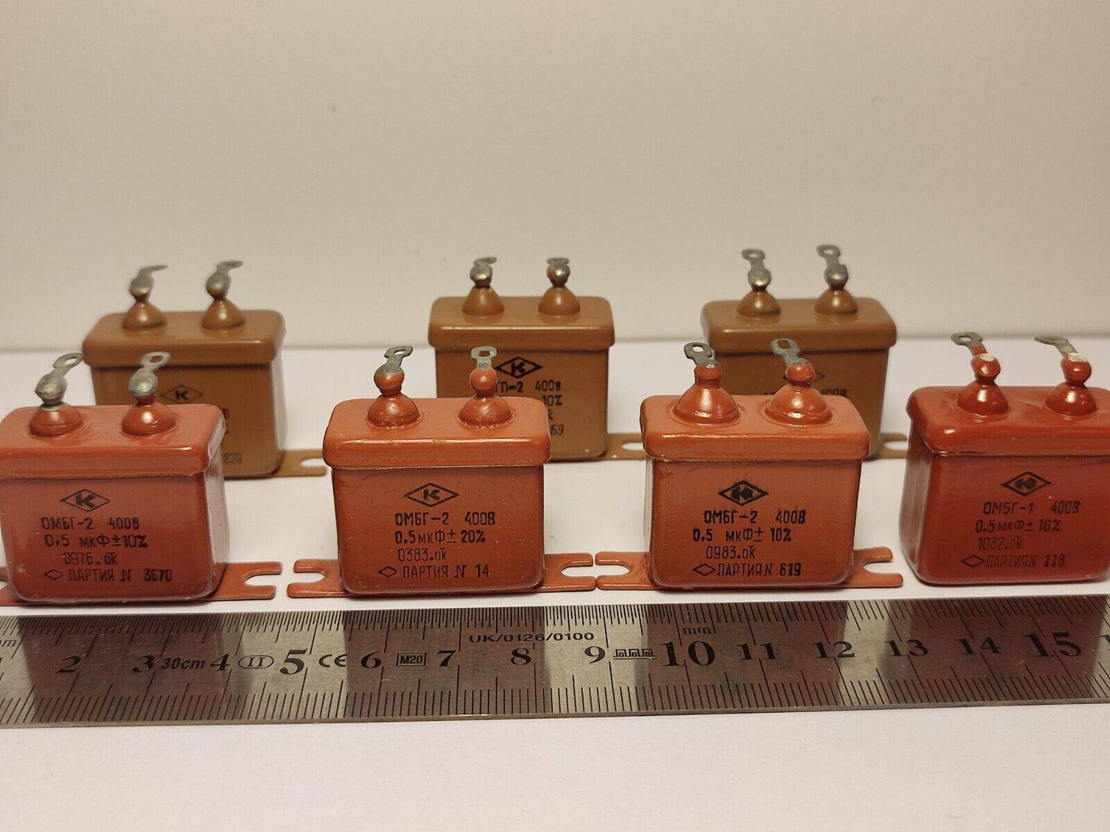 7x 0.5 uF 10% 400 V LOT OF 1 RUSSIAN PAPER IN OIL PIO AUDIO CAPACITOR OMBG-2 - Vintage Radio Parts Store